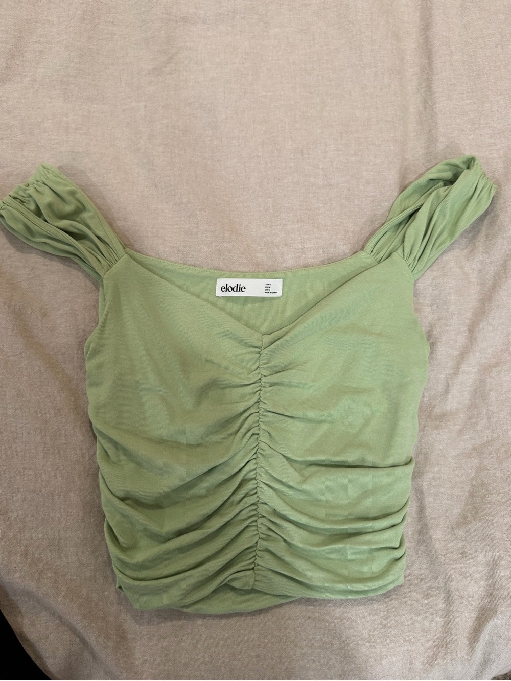 Elodie Pistachio Ruched Front Crop Top